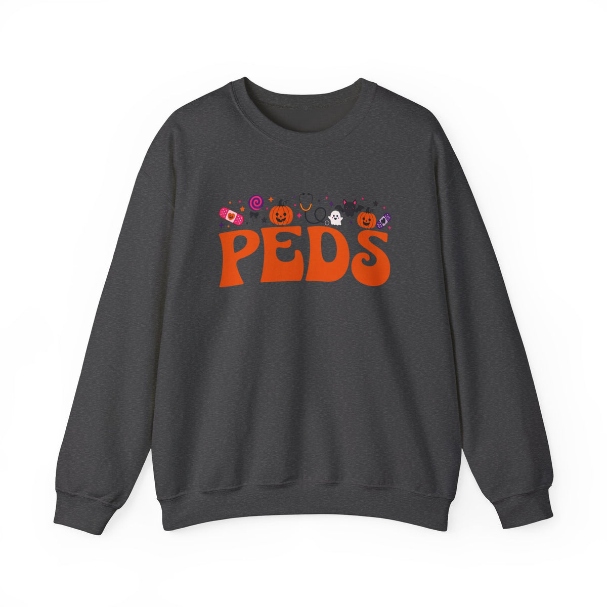 Halloween Nurse Sweatshirt PEDS | Pumpkin Candy Bat Ghost Crewneck