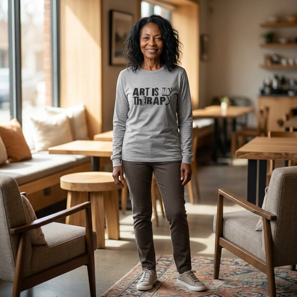 Art Is My Therapy Long Sleeve Tee | Typography Art Therapy Shirt