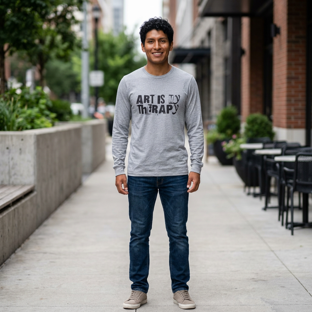 Art Is My Therapy Long Sleeve Tee | Typography Art Therapy Shirt