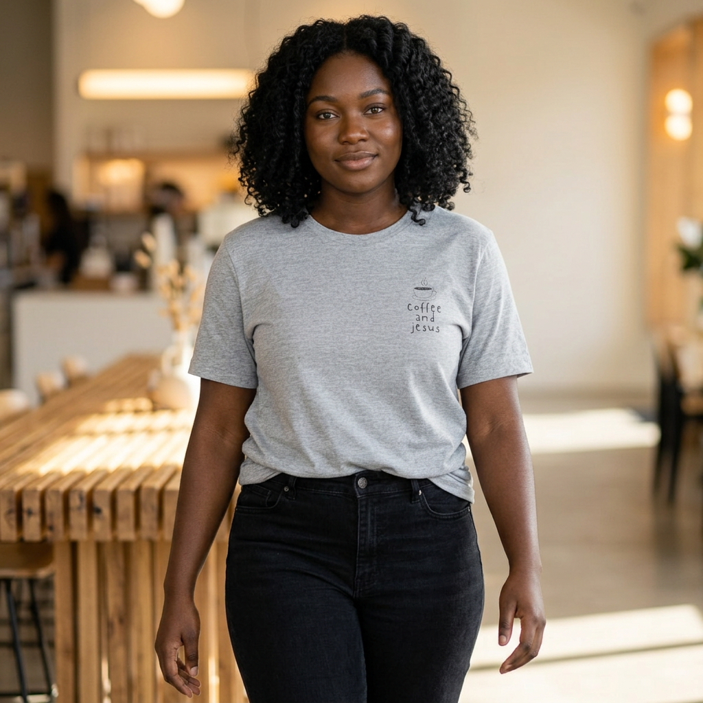 Coffee and Jesus Tee | Minimal Coffee Cup Christian Shirt