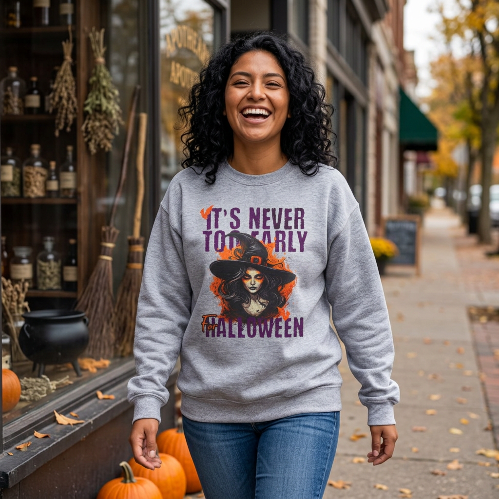 Halloween Witch Crewneck Sweatshirt | Halloween Graphic