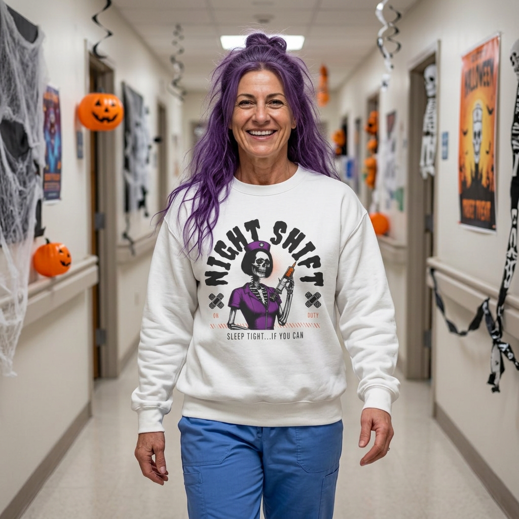 Nurse Sweatshirt Night Shift Skeleton | Sleep Tight If You Can