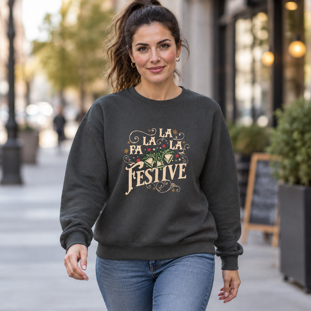 Christmas Sweatshirt |Fa La La La Festive Holiday Style Bells
