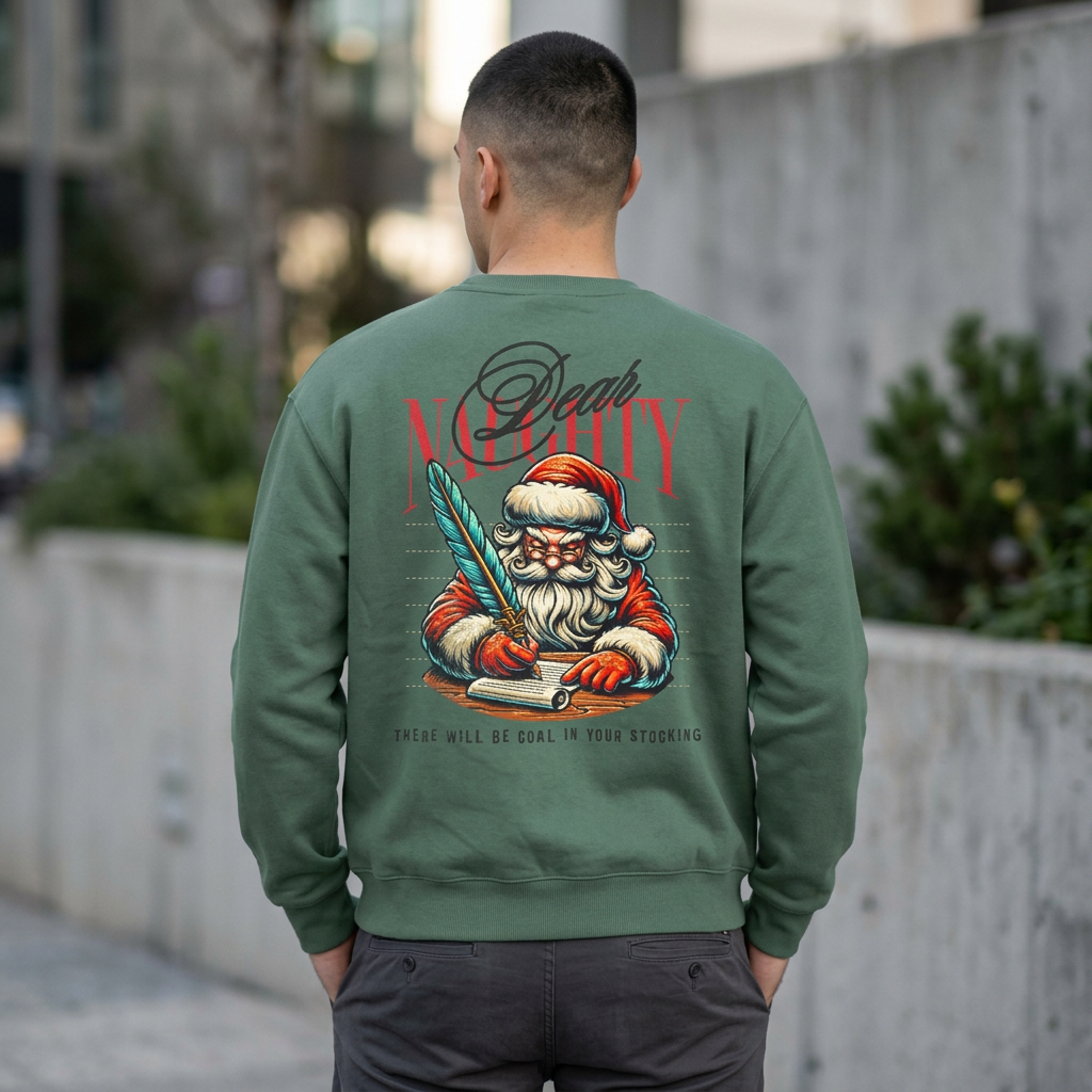 Christmas Sweatshirt Funny Naughty Santa Letter | Vintage Santa Coal In Stocking Comfort Colors Crewneck