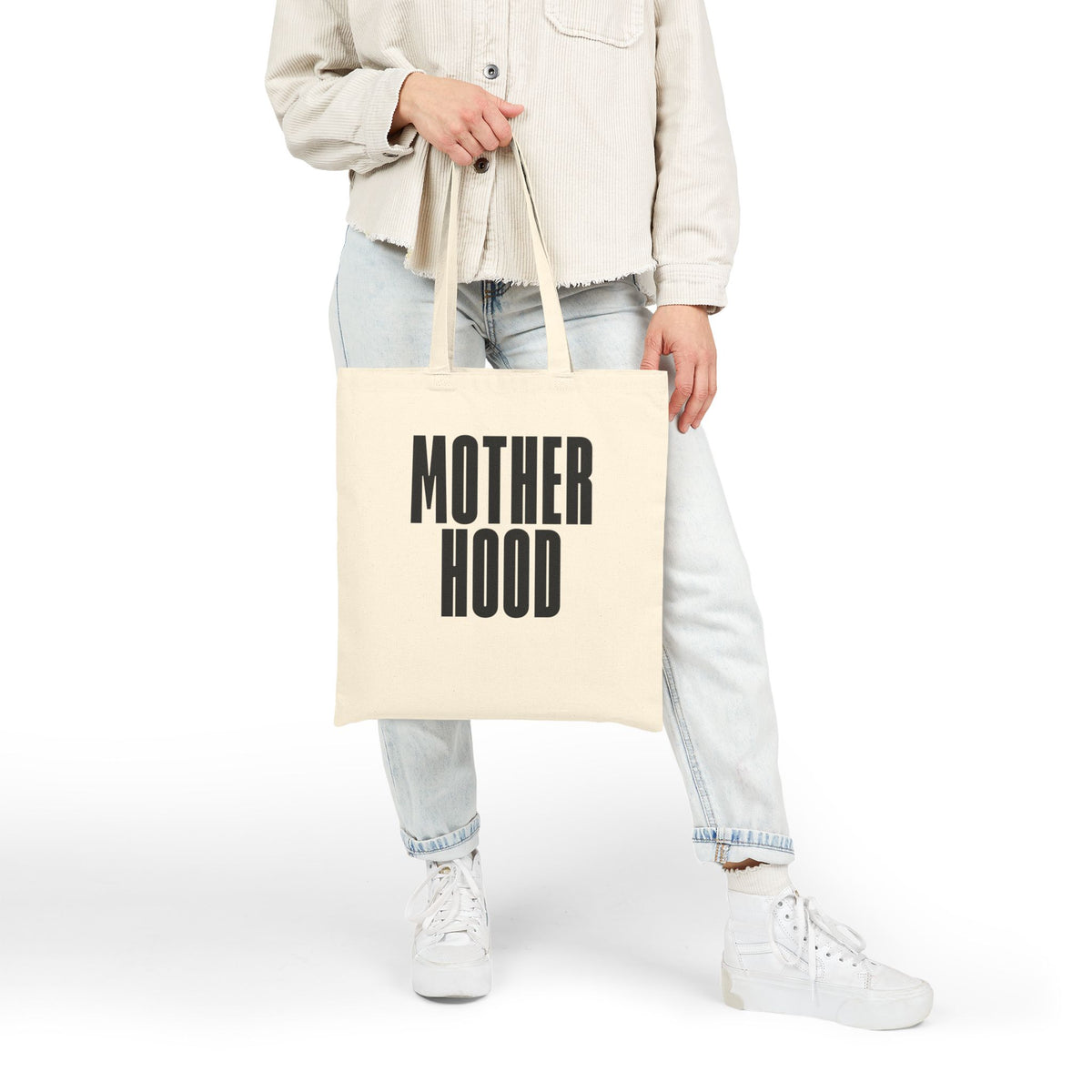 Motherhood tote bag | Canvas shopper, minimalist typography