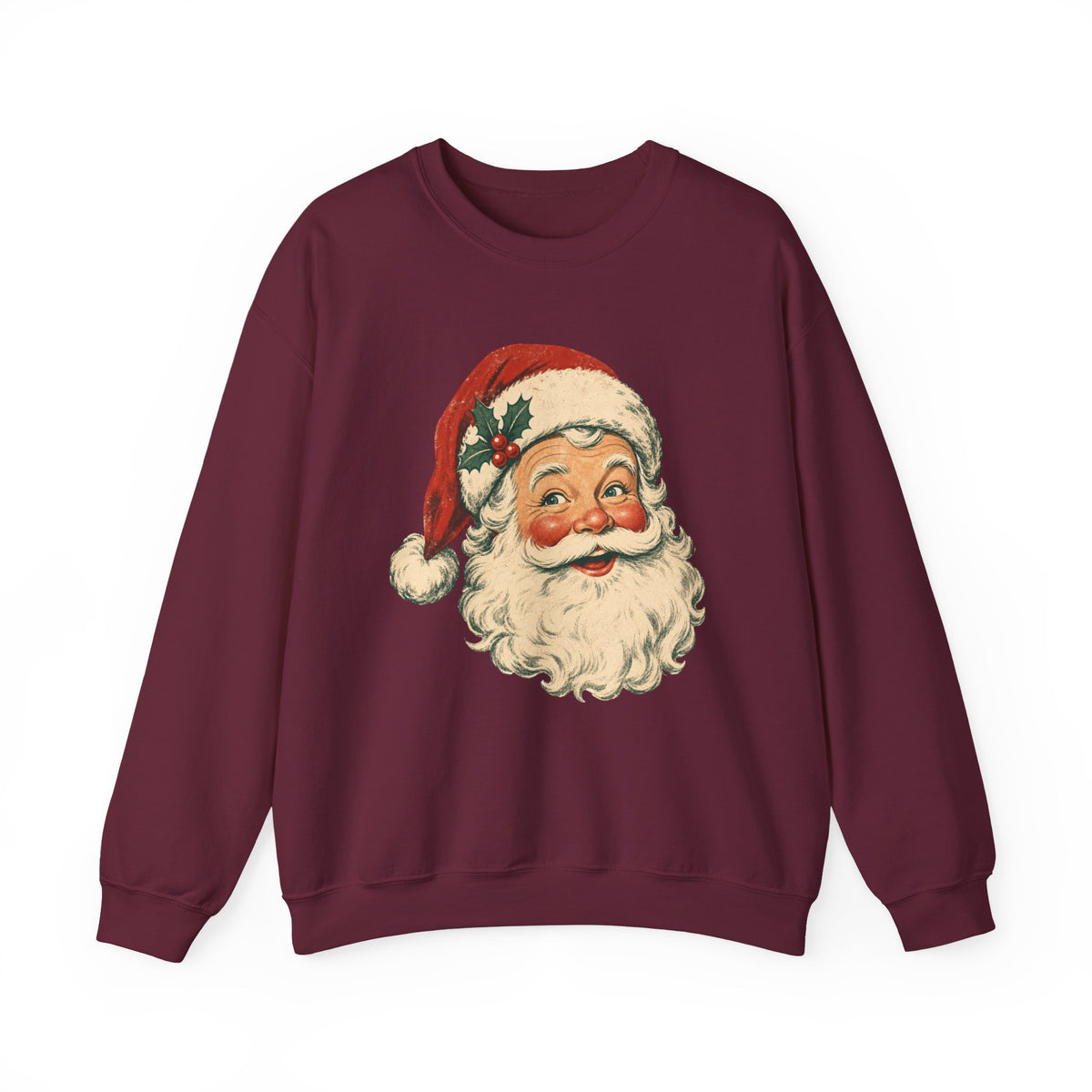 Vintage Santa Face Crewneck Sweatshirt | Retro Christmas Holiday Sweater