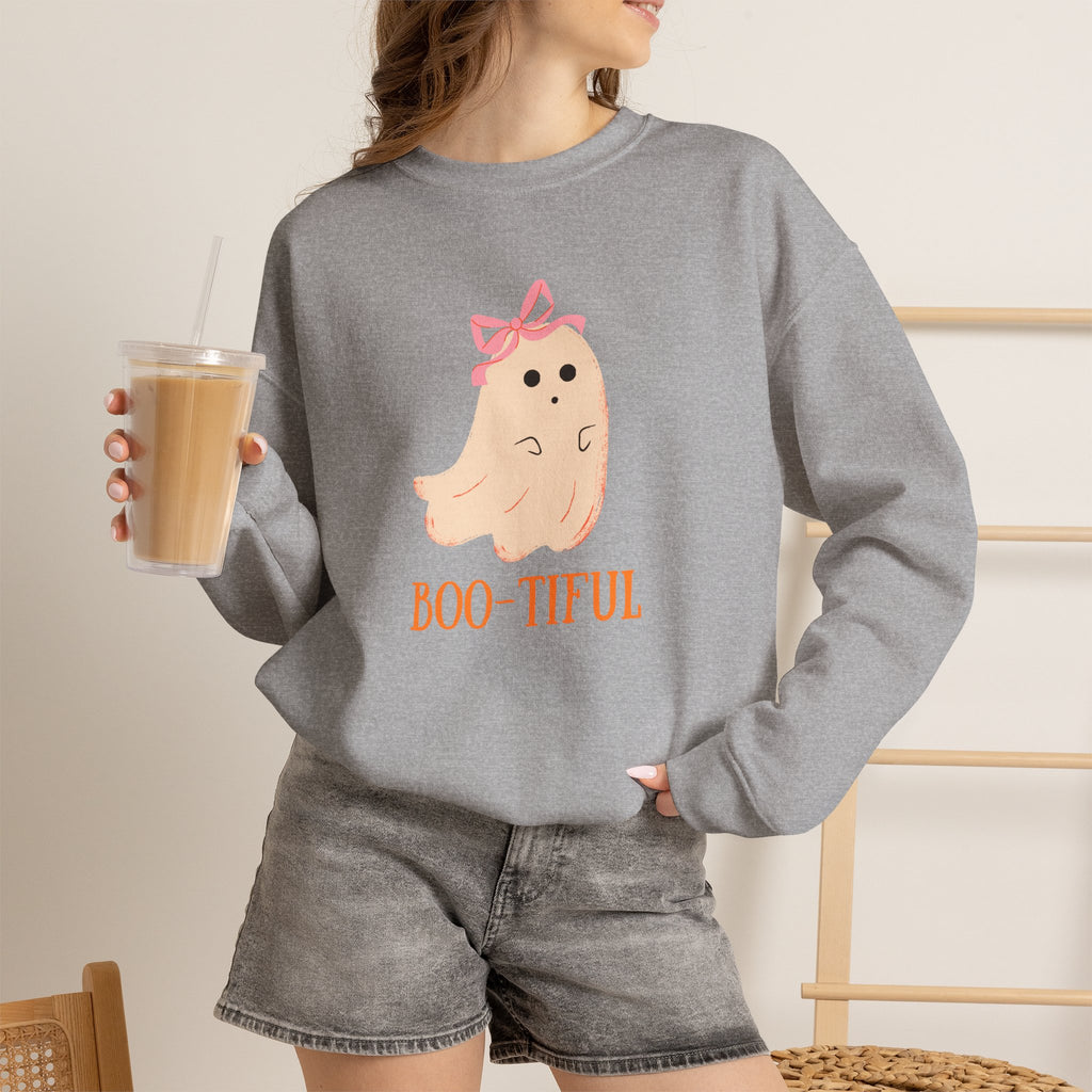 Cute Pastel Ghost Boo-tiful Crewneck | Halloween Ghost Sweatshirt