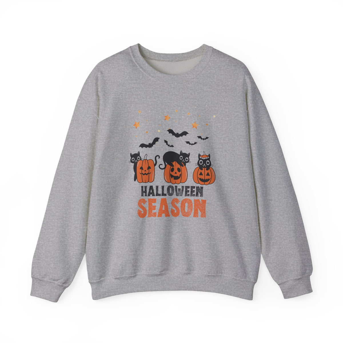 Halloween Season Pumpkin Cats Bats Stars Sweatshirt | Cute Jack-o-Lanterns