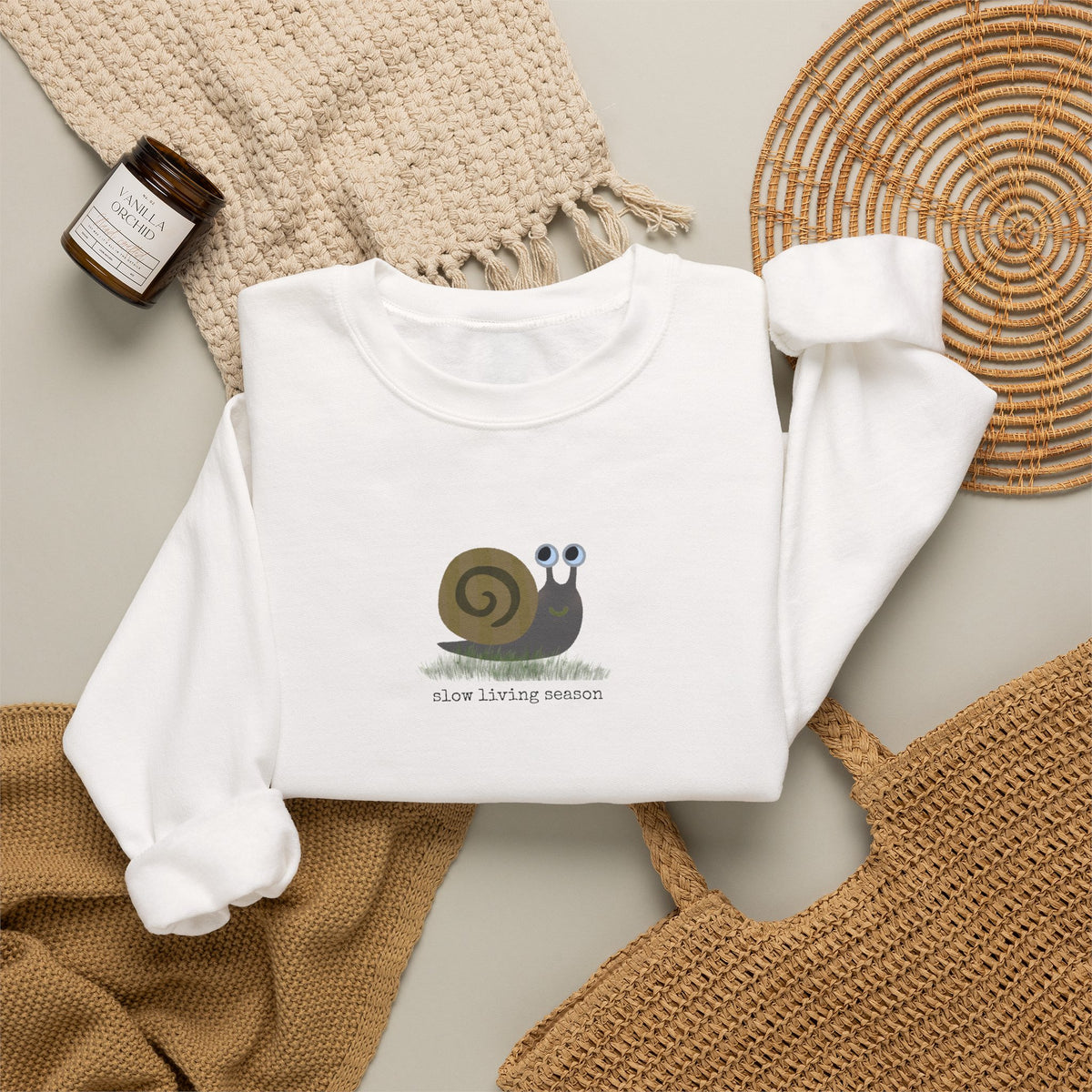 Fall Sweatshirt | Slow Living Season Cute Snail