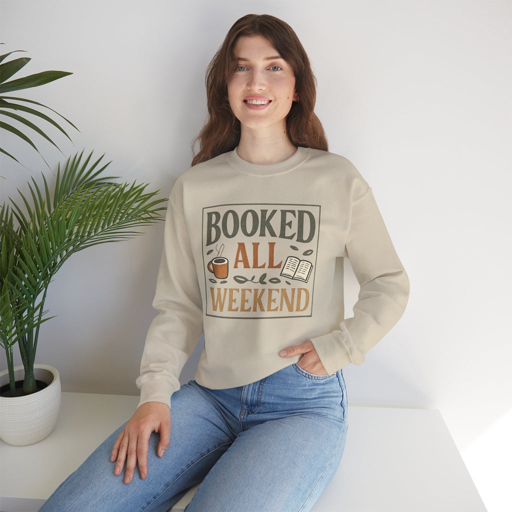 Booked All Weekend Sweatshirt | Book Lover Coffee Reading Crewneck