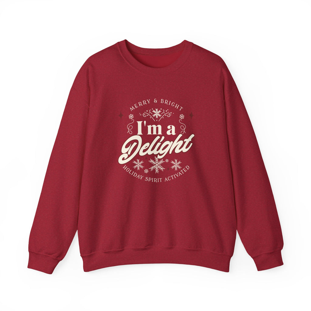 Christmas Sweatshirt Humor | Merry and Bright I'm a Delight Holiday Spirit Crewneck