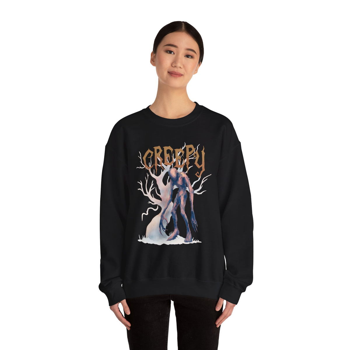 Creepy Monster Illustration Sweatshirt | Halloween Spooky Horror Crewneck