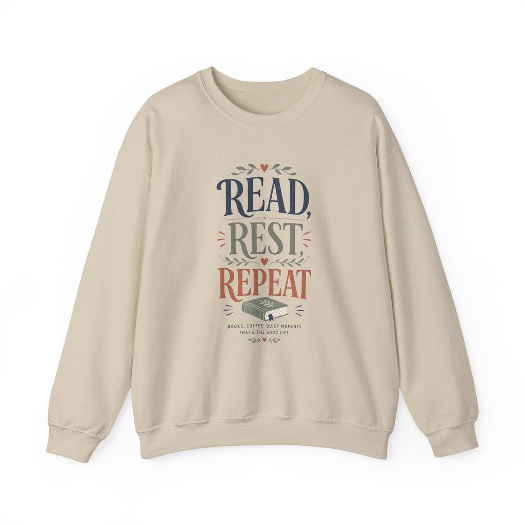 Read Rest Repeat sweatshirt | Reading cozy book lover apparel
