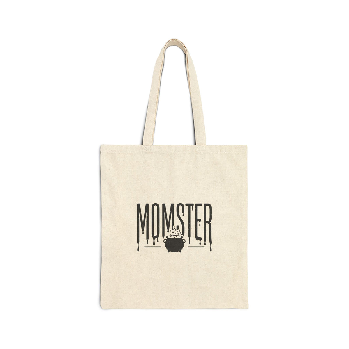 Momster Halloween Mom Tote | Cotton Canvas Tote, Spooky Bat Graphic, Distressed Lettering