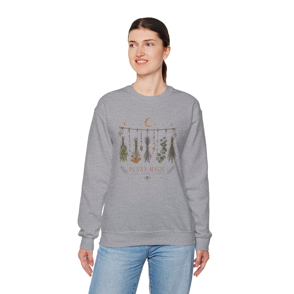 Plant Magic hanging herbs design Sweatshirt | Botanical Moon Illustration