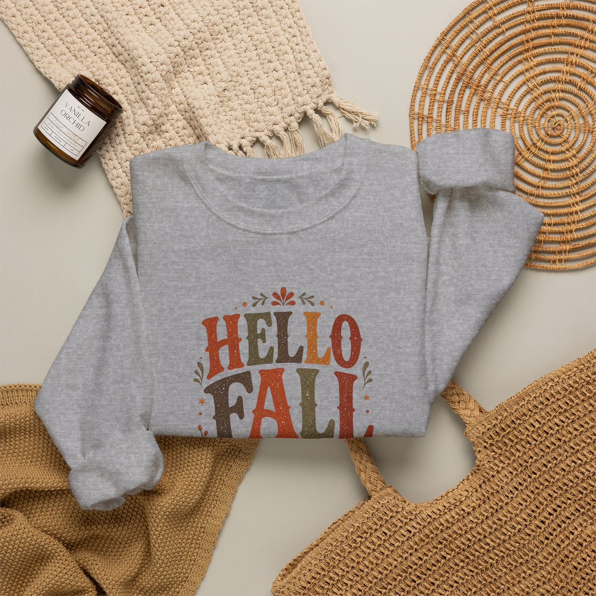 Hello Fall Pumpkin Sweatshirt | Autumn Leaves Crewneck