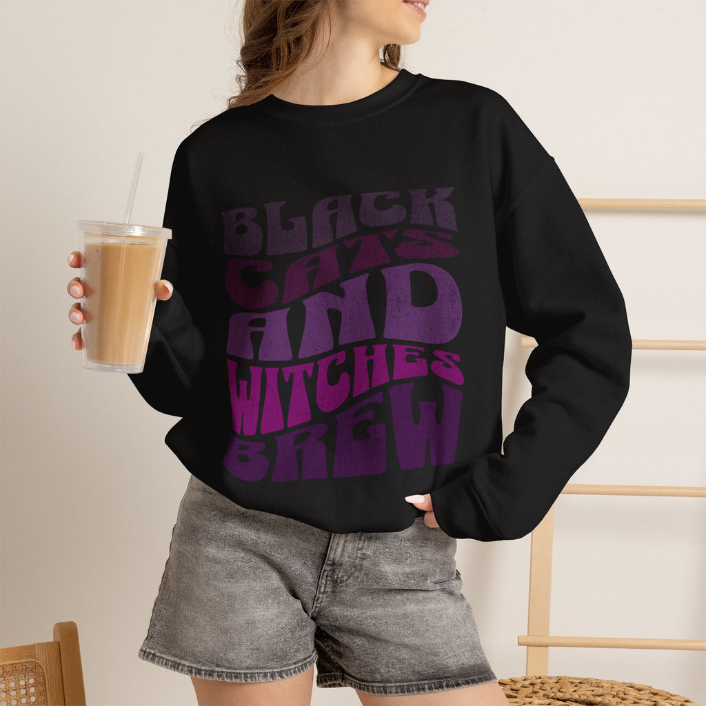 Black Cats and Witches Brew Sweatshirt | Halloween spooky typography