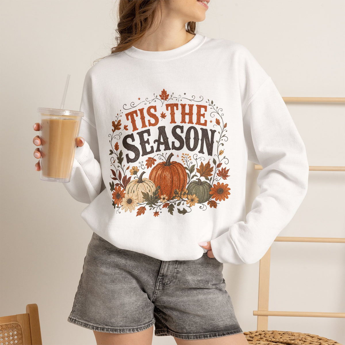Tis The Season pumpkin floral sweatshirt | Fall autumn harvest crewneck