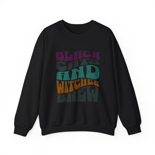 Black Cats and Witches Brew Sweatshirt | Halloween Graphic Crewneck