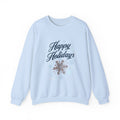 Christmas Sweatshirt | Happy Holidays snowflakes shades of blue neutral colors