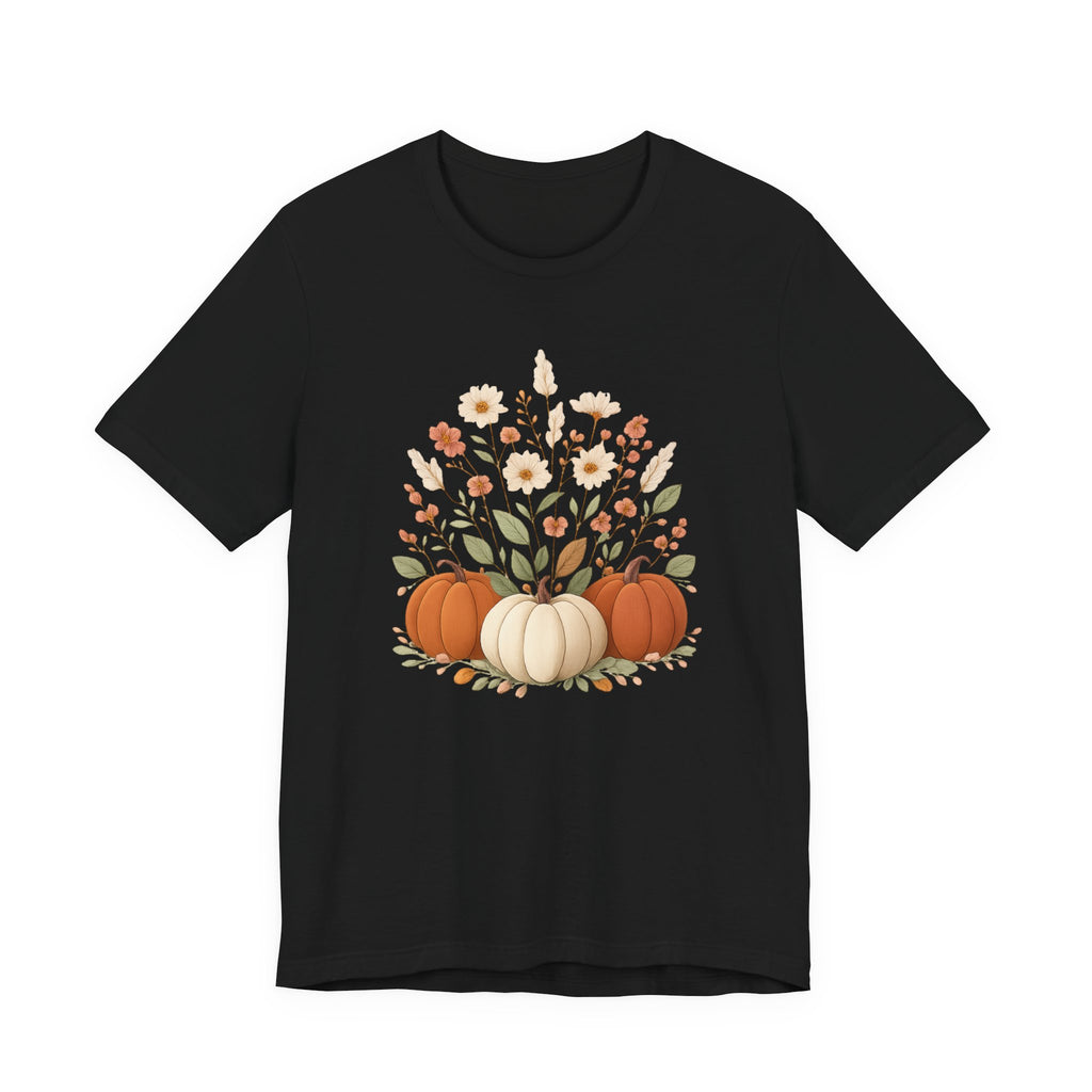 Autumn Pumpkins and Wildflowers Tee | Fall Floral Pumpkin Trio