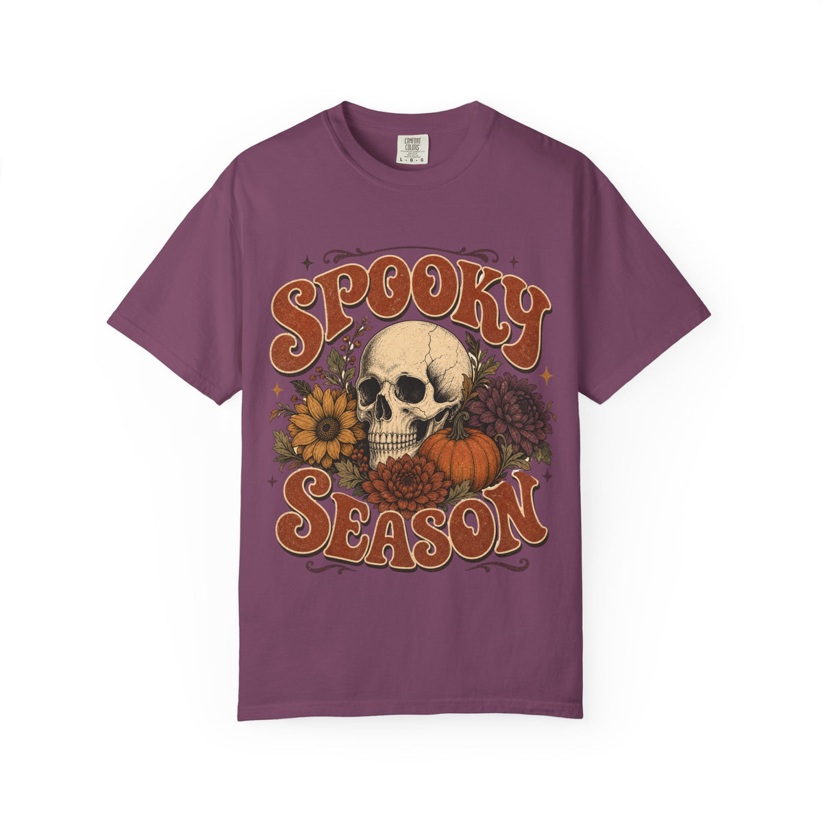 Spooky Season Skull Pumpkin Floral T-shirt | Halloween Fall Tee