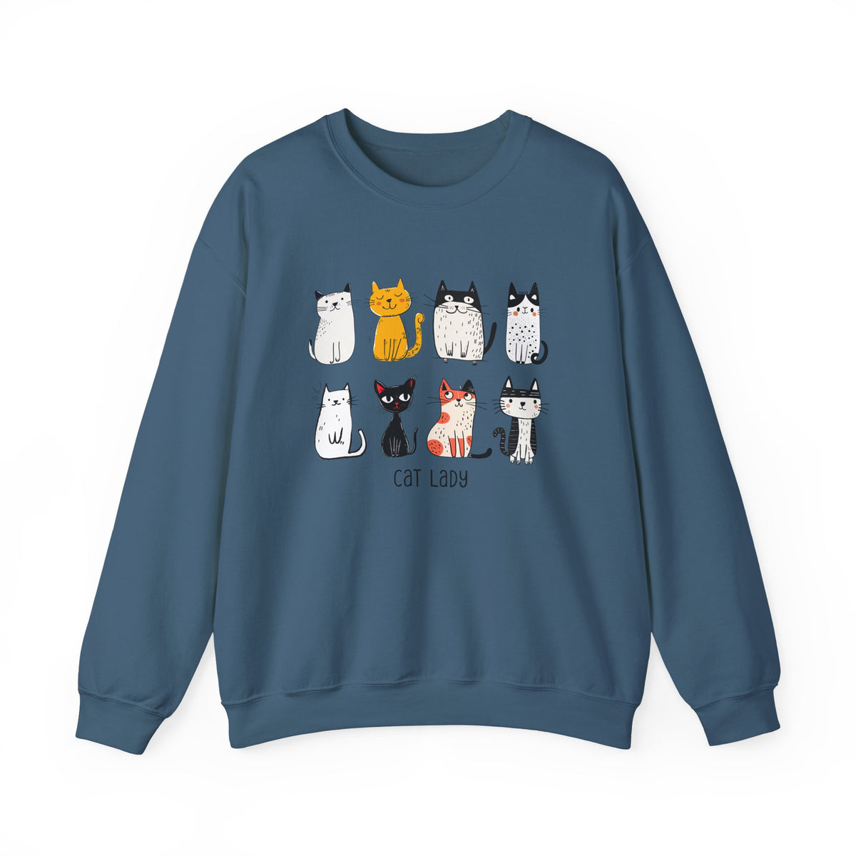 Cute Cat Illustrations Cat Lady Sweatshirt | Cat Lover Crewneck