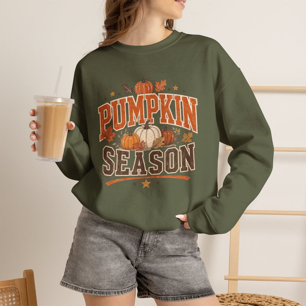 Pumpkin Season Sweatshirt | Fall Pumpkin Graphic, Autumn Leaves