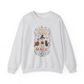 Spook Season Ghost with Witch Hat Cat Pumpkin Sweatshirt | Cozy Halloween Magic Autumn Botanicals