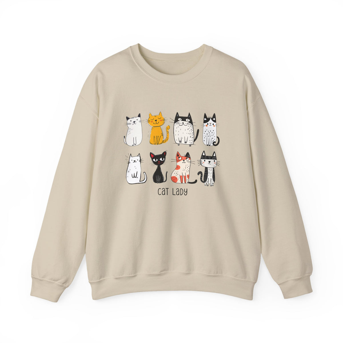 Cute Cat Illustrations Cat Lady Sweatshirt | Cat Lover Crewneck