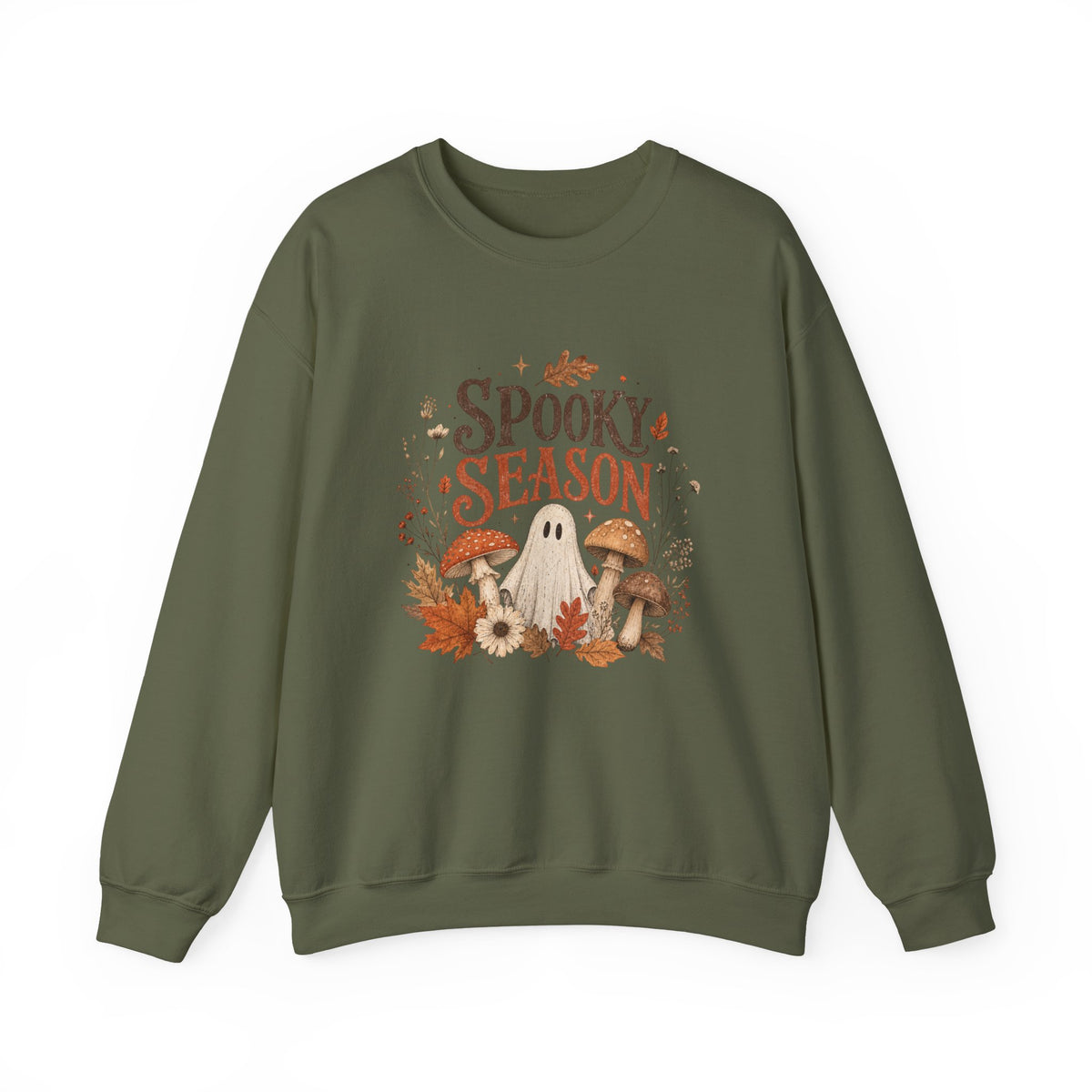 Spooky Season ghost mushrooms autumn leaves sweatshirt | Halloween fall