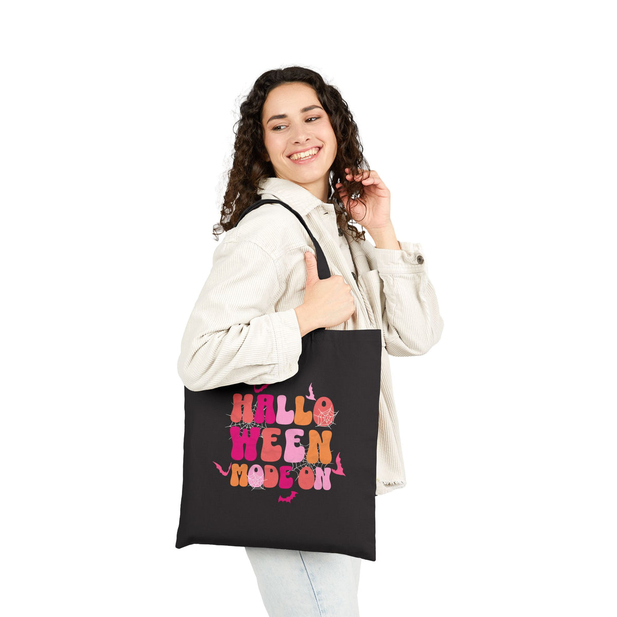 Halloween Mode On Tote Bag | Retro Pumpkin Typography, Fall Trick or Treat