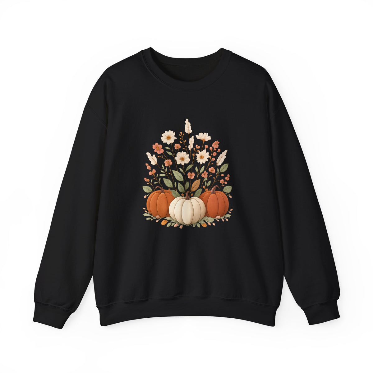 Autumn Floral Pumpkins Sweatshirt | Fall Harvest Pumpkin Crewneck