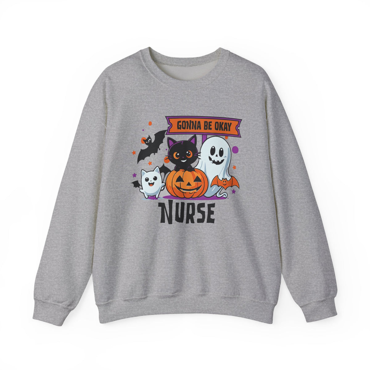 Halloween Nurse Sweatshirt Gonna Be Okay | Cute Ghosts, Cat, Pumpkin, Bats