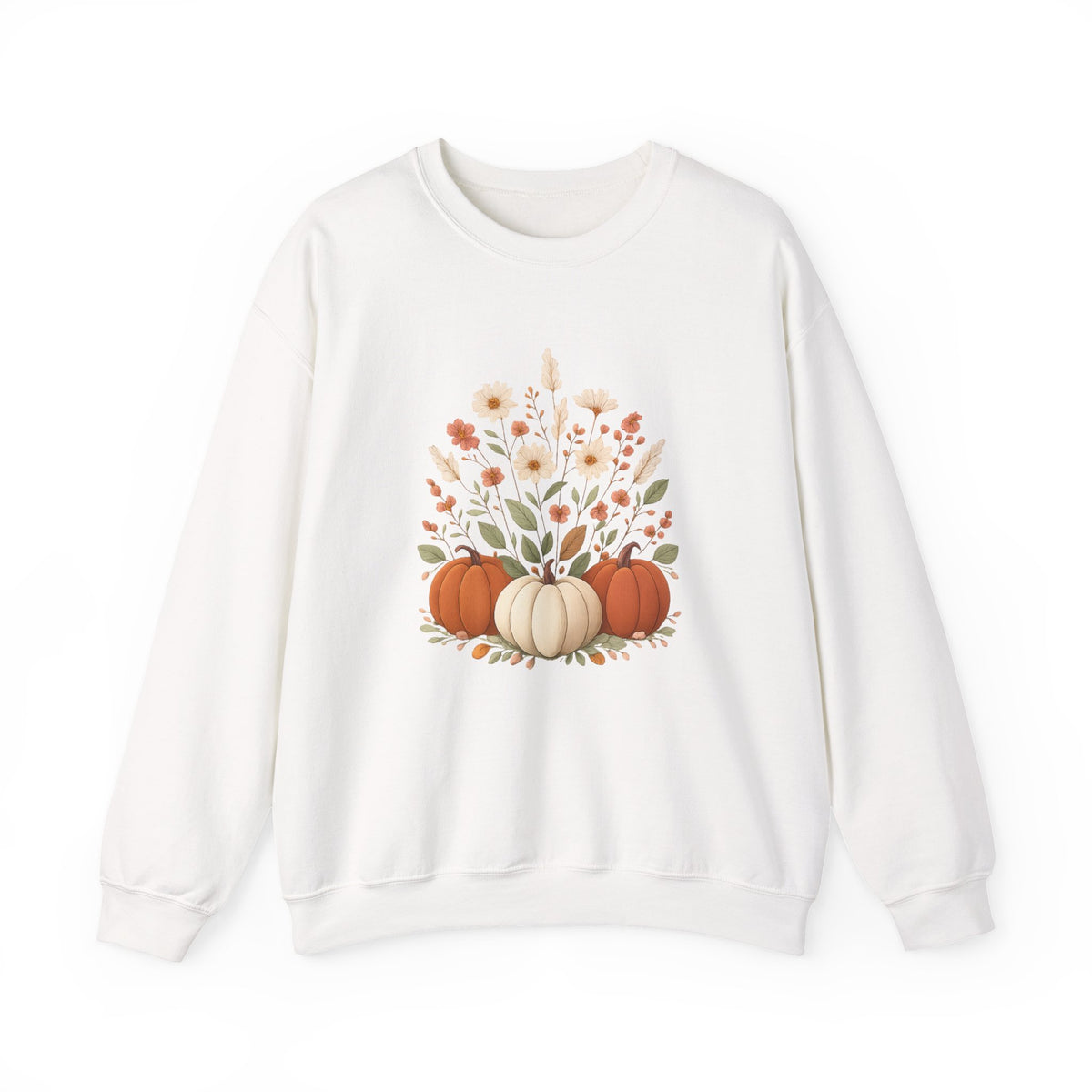 Autumn Floral Pumpkins Sweatshirt | Fall Harvest Pumpkin Crewneck