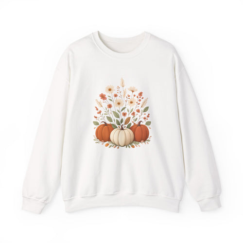 Autumn Floral Pumpkins Sweatshirt | Fall Harvest Pumpkin Crewneck