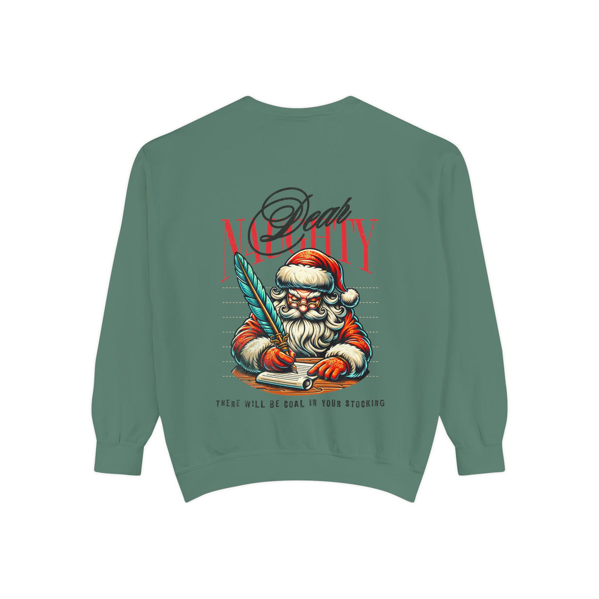 Christmas Sweatshirt Funny Naughty Santa Letter | Vintage Santa Coal In Stocking Comfort Colors Crewneck