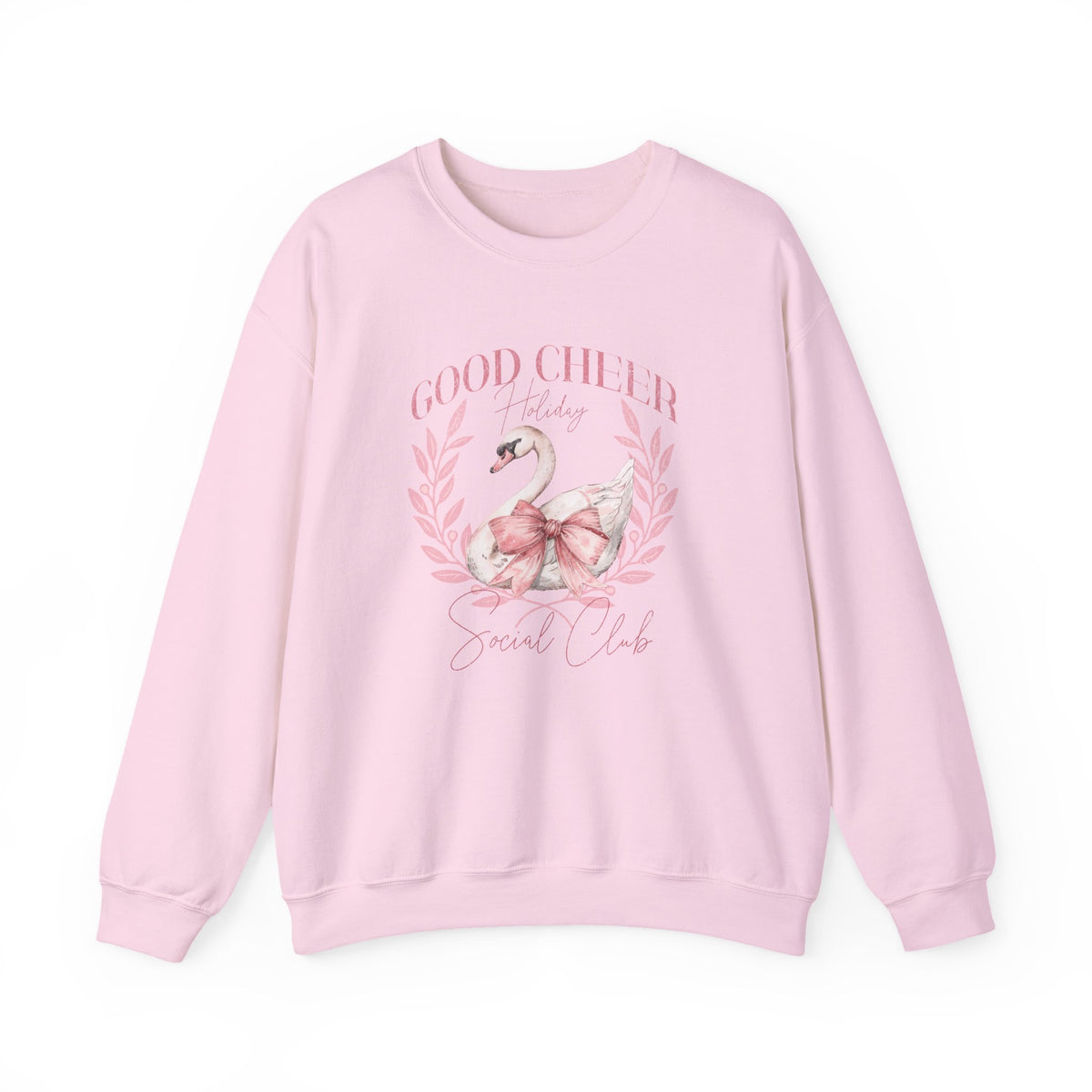 Coquette Christmas Sweatshirt | Good Cheer Social Club Swan and Flamingo Wreath