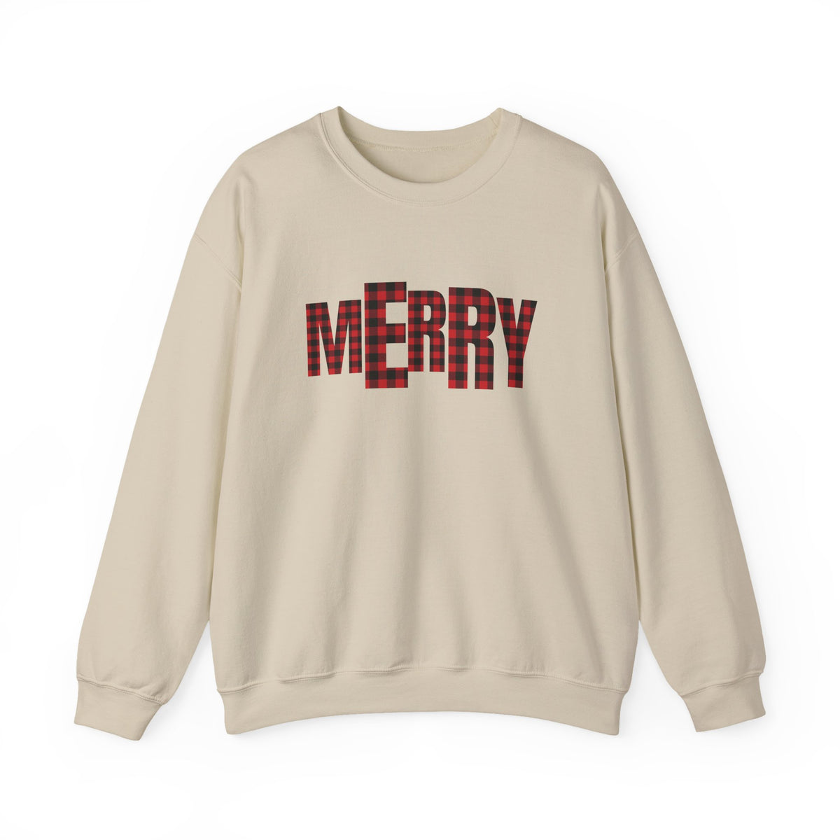 MERRY buffalo plaid letters Sweatshirt | Christmas holiday cozy design