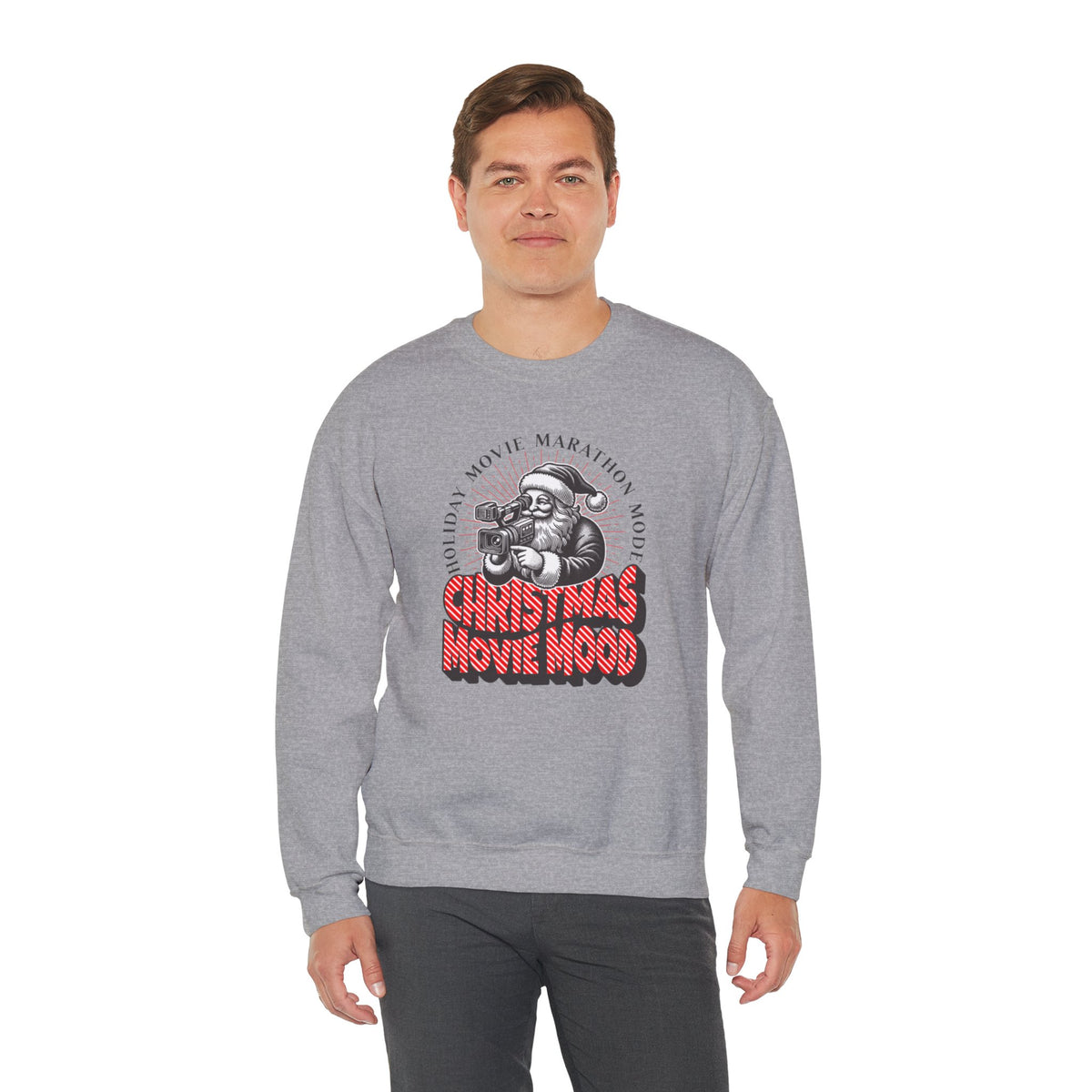 Christmas Sweatshirt Retro Santa Christmas Movie Mood | Holiday Movie Marathon Sweatshirt