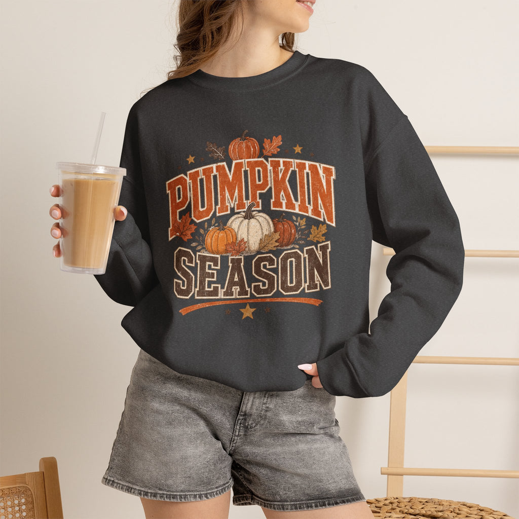 Pumpkin Season Sweatshirt | Fall Pumpkin Graphic, Autumn Leaves