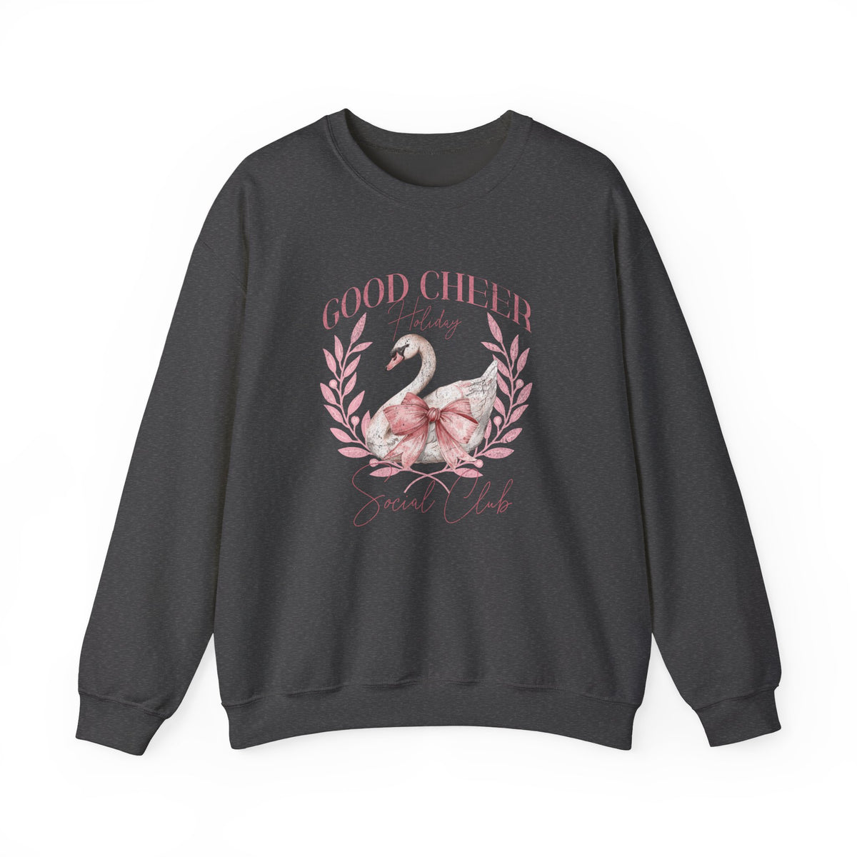 Coquette Christmas Sweatshirt | Good Cheer Social Club Swan and Flamingo Wreath