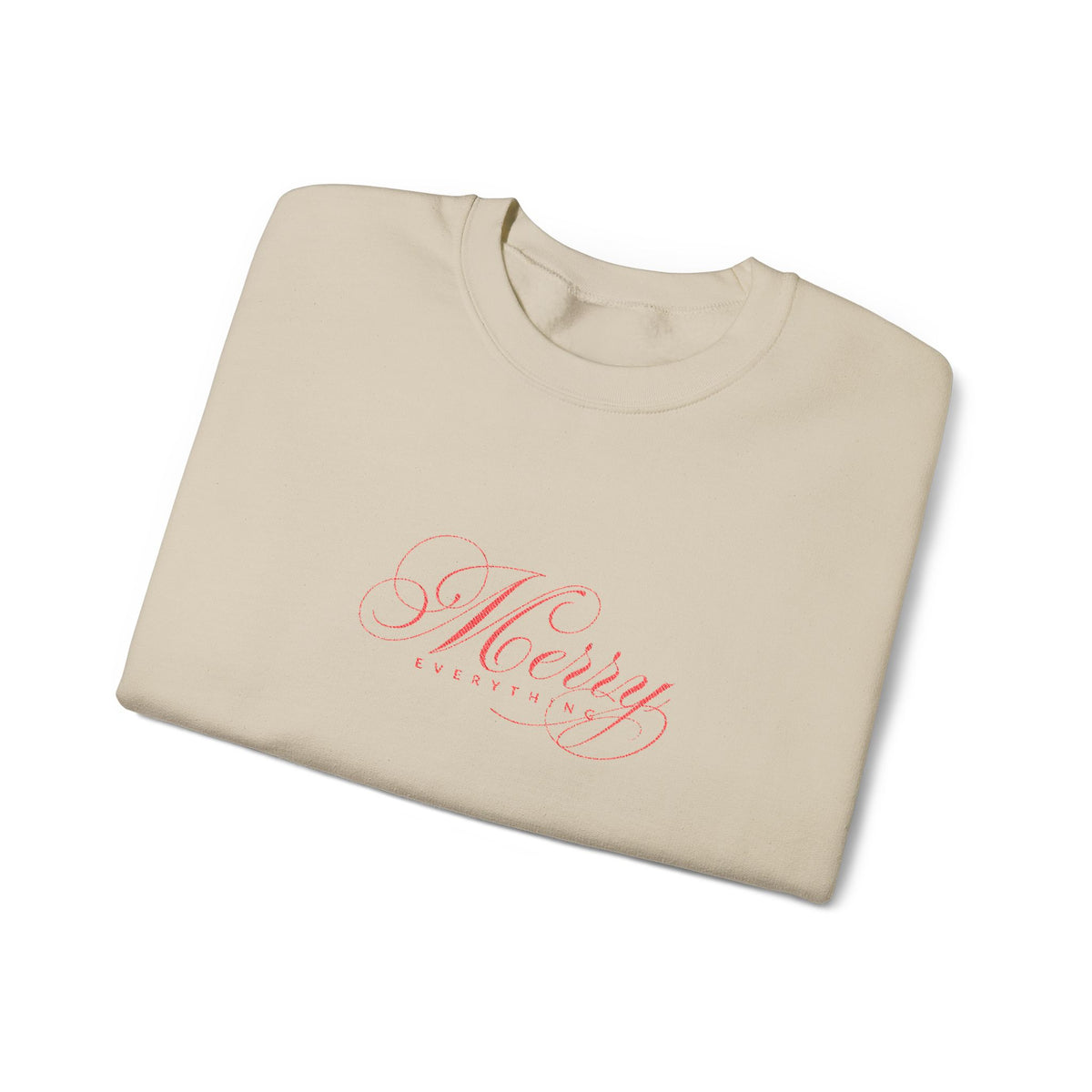Embroidered Sweatshirt Merry Everything | Christmas Holiday Script Crewneck