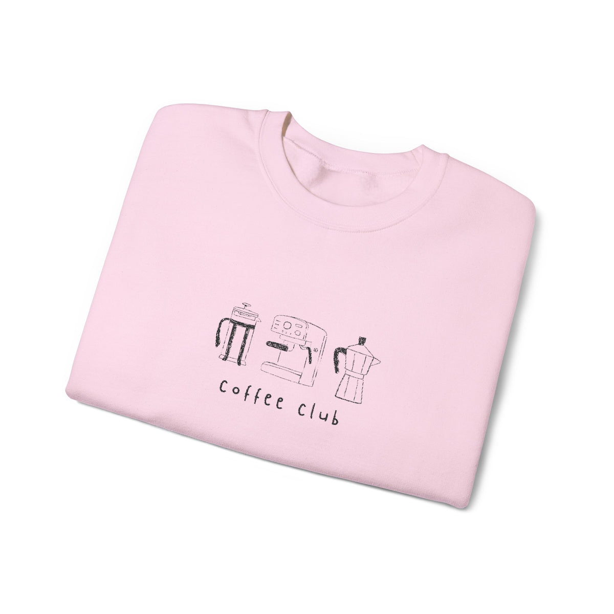 Embroidered Sweatshirt Coffee Club | Minimalist Coffee Makers Graphic Crewneck