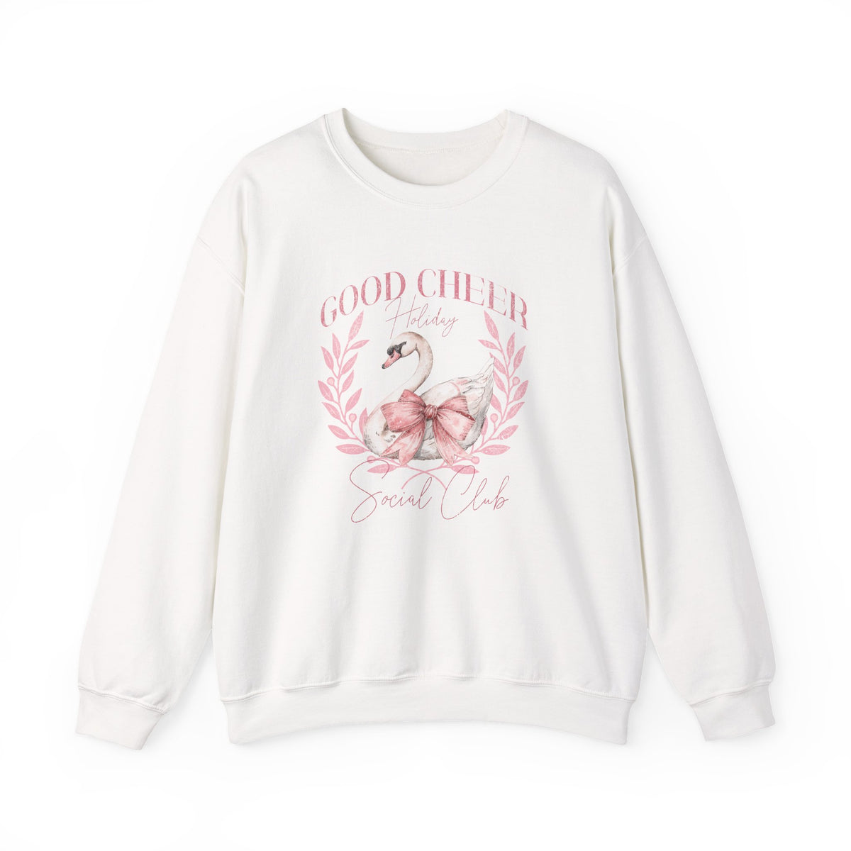 Coquette Christmas Sweatshirt | Good Cheer Social Club Swan and Flamingo Wreath