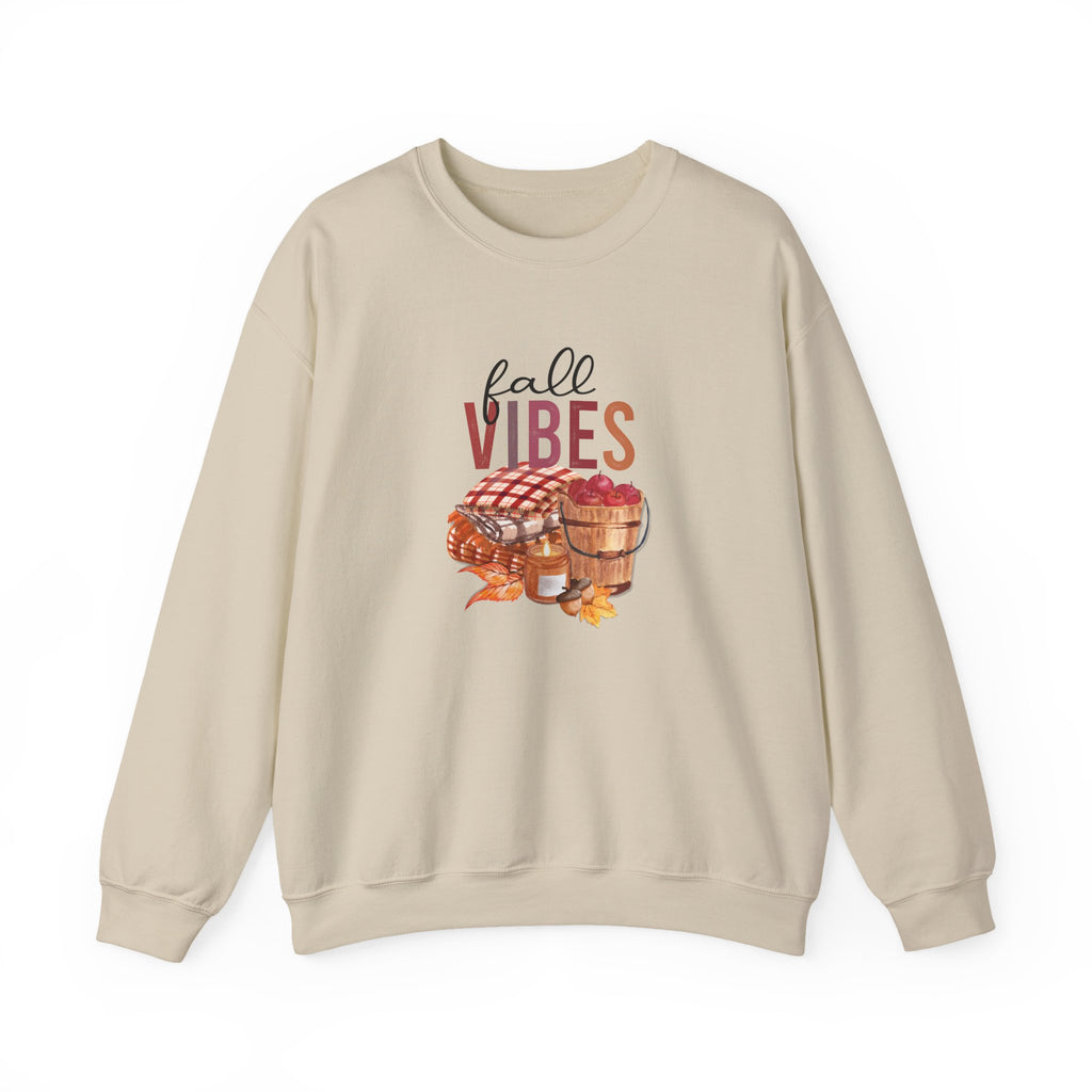 Fall Vibes graphic sweatshirt | autumn picnic apples plaid basket