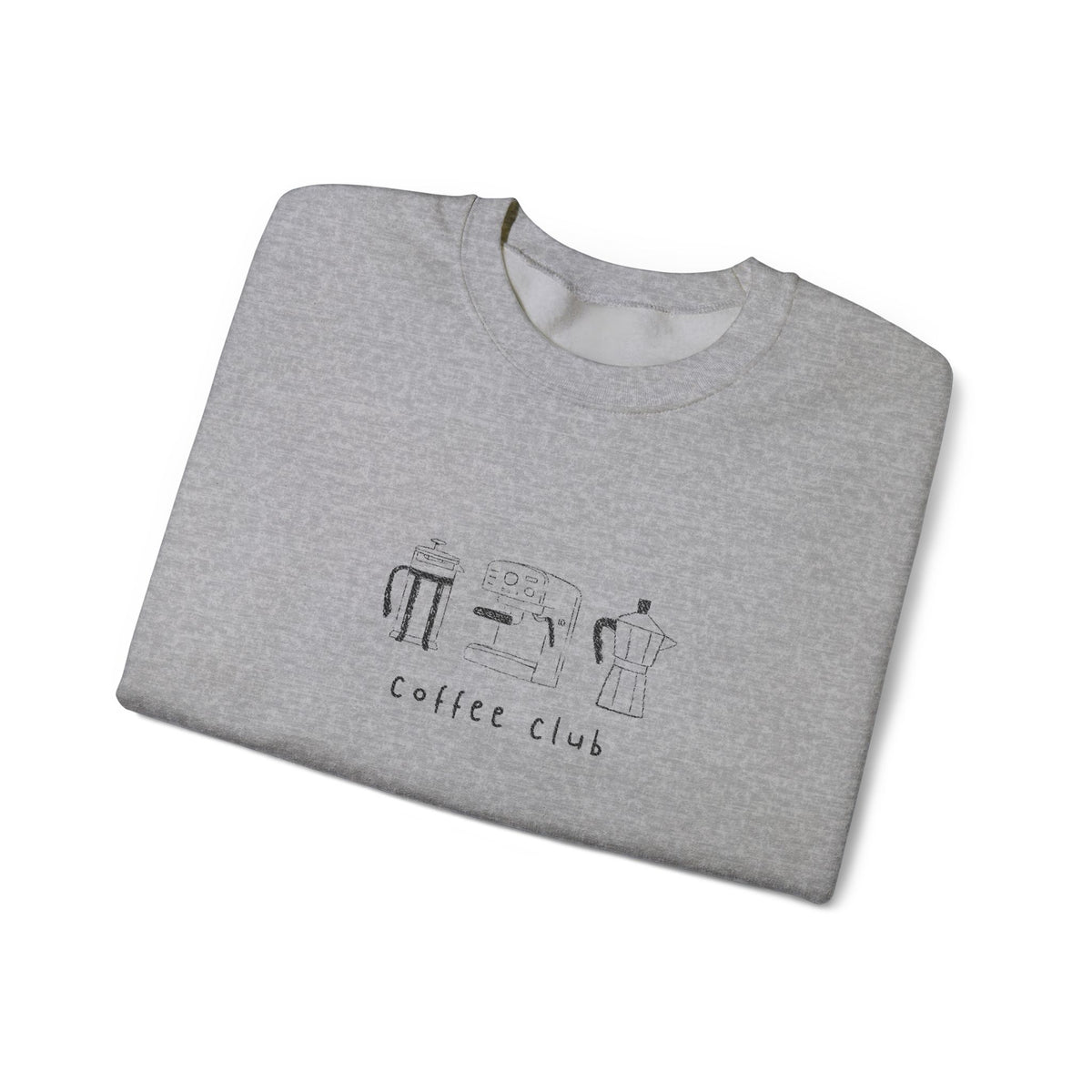 Embroidered Sweatshirt Coffee Club | Minimalist Coffee Makers Graphic Crewneck
