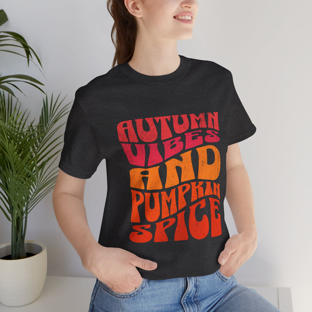 Autumn Vibes and Pumpkin Spice T-Shirt | Fall Typography Tee