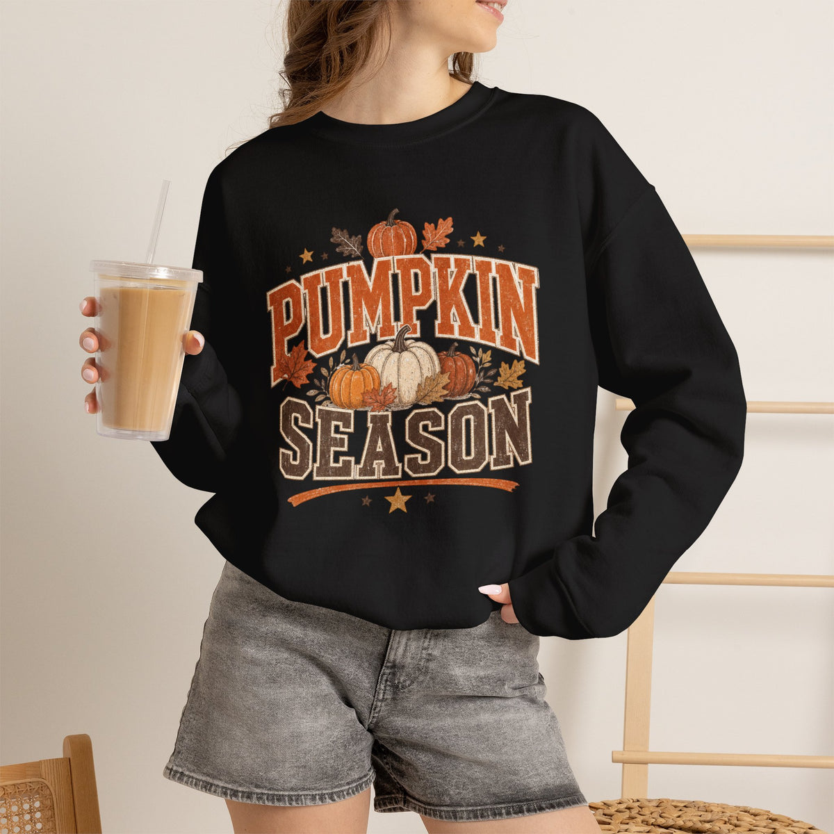 Pumpkin Season Sweatshirt | Fall Pumpkin Graphic, Autumn Leaves