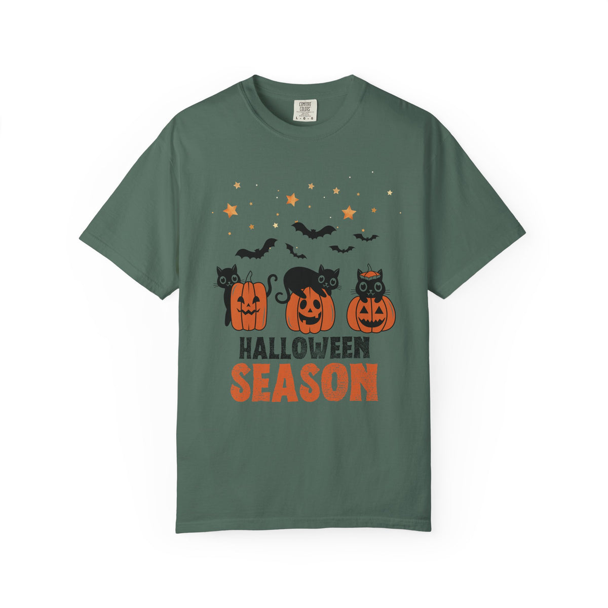Halloween Season Pumpkin Black Cats Comfort Colors T-shirt | Jack-o'-Lanterns, Bats, Stars